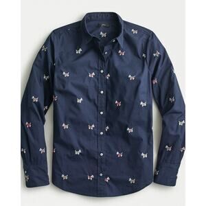 J. Crew Women Slim in Dog Days Embroidered Perfect Button Front Shirt Top Blue 8